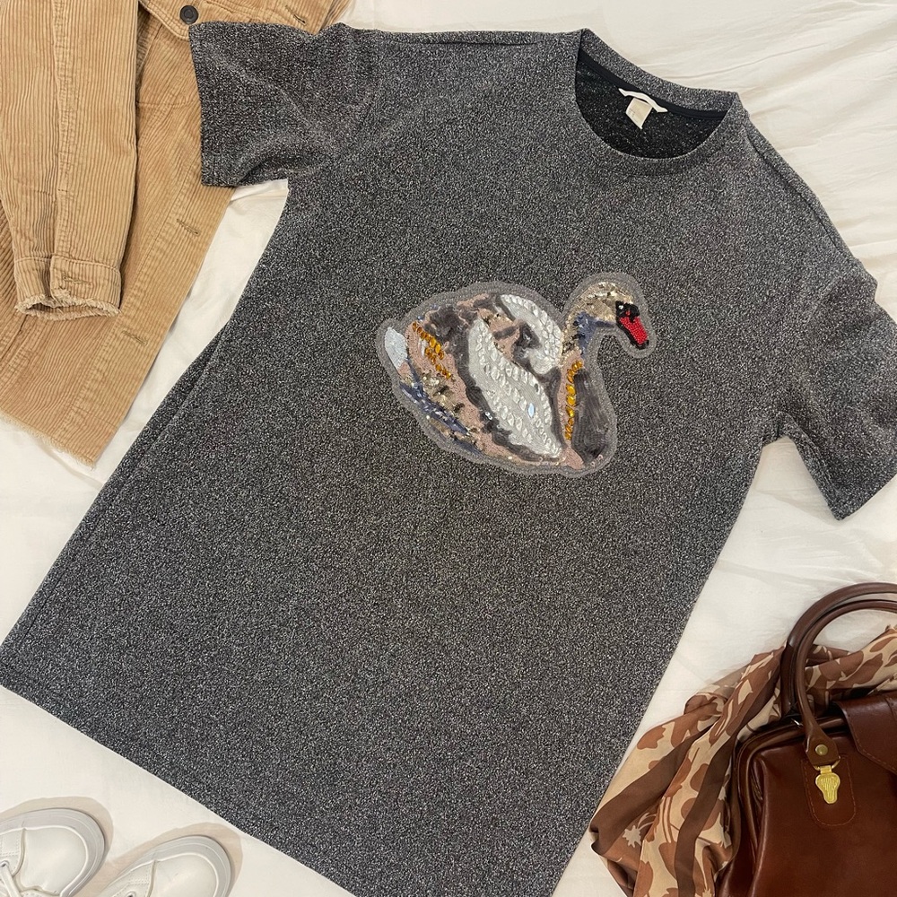 H&M Shimmer Swan Tee Dress | Mini
